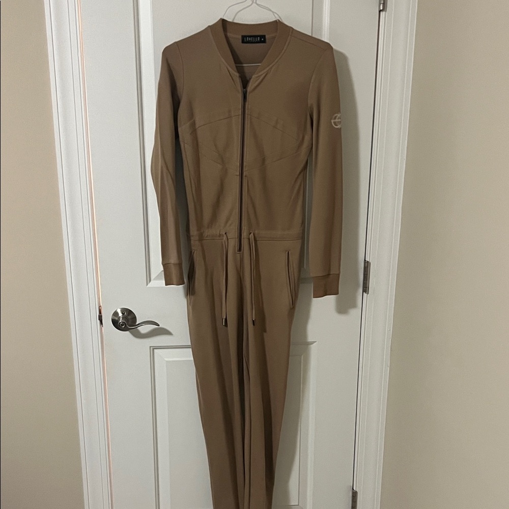 Stylish Tan Jumpsuit with Front Zipper